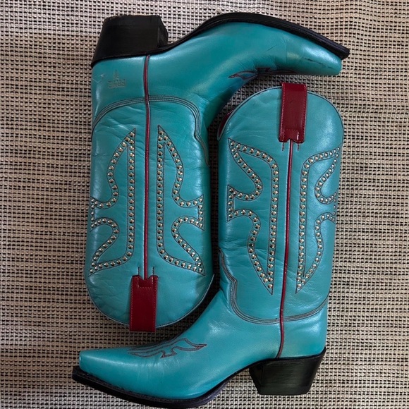 Frye Shoes - Rare Frye Daisy Duke Turquoise Studded Boots